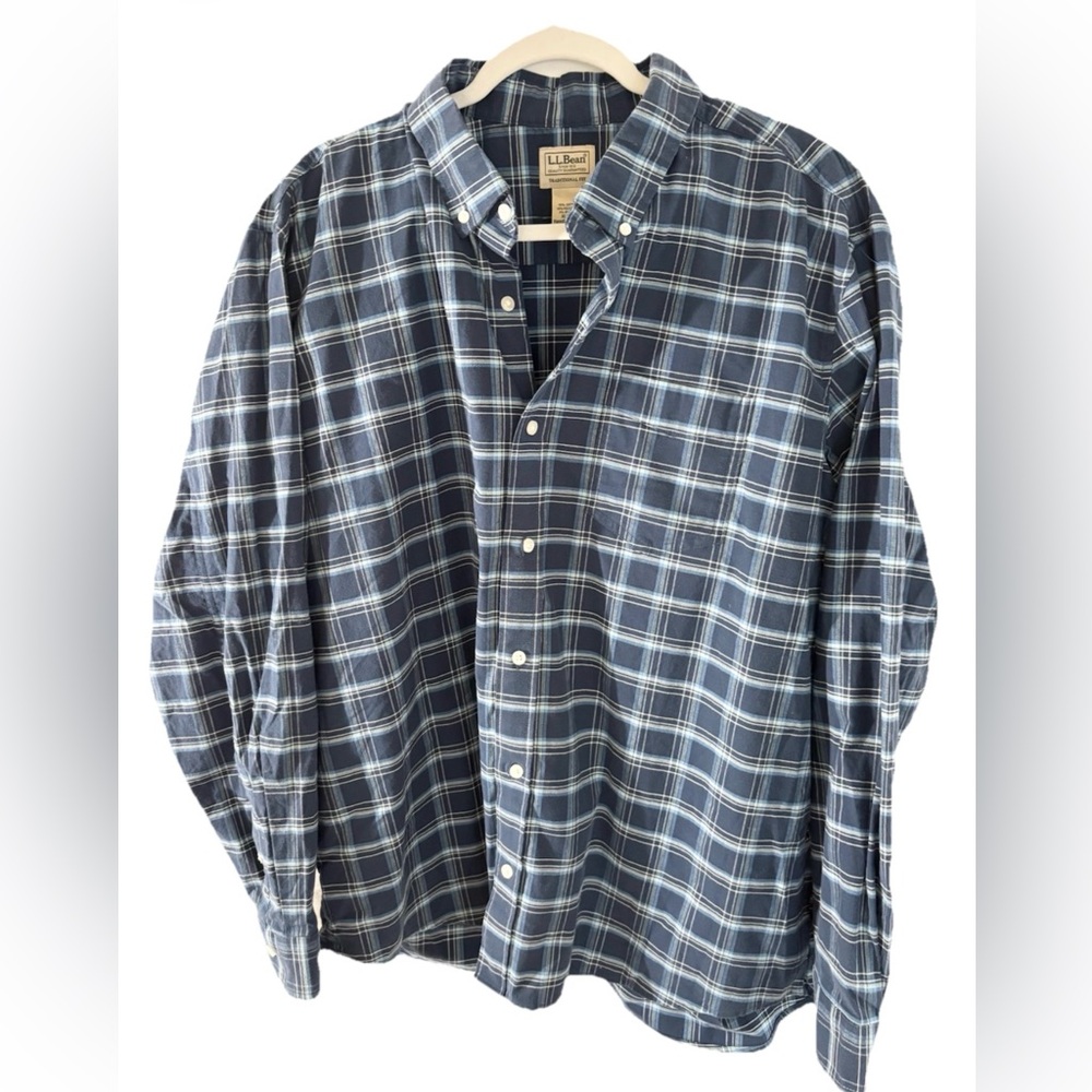 L.L. Bean Men's Blue Plaid cotton Shirt XL